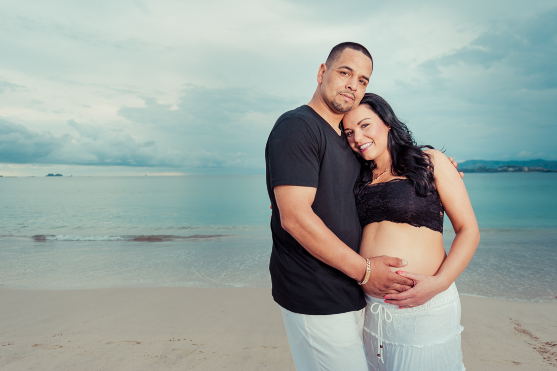 Expecting couple on Costa Rica beach