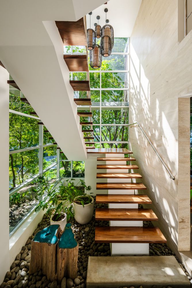 Architectural photography Costa Rica – staircase with natural light and jungle view